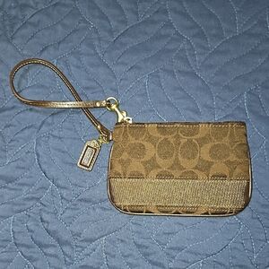 Coach Signature Brown Wristlet Excellent Condition